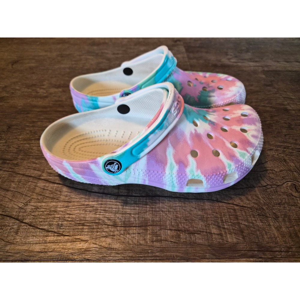 Crocs Classic Clogs Pastel Tie Dye Pink Blue Purple Womens Size 7